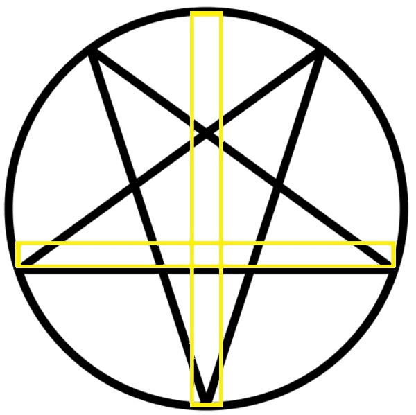 zdruzena_cerkveni_kriz_in_pentagram_obrnjeno